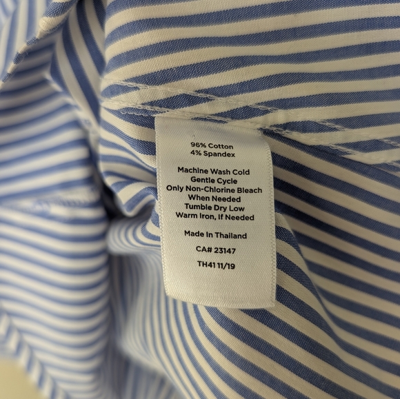 Talbots Blue & White Stripe Button Down Blouse. Size 8 - Picture 3 of 4